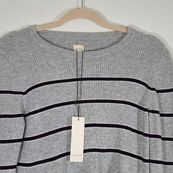 Rebecca Taylor La Vie Taylor Cozy Stripe Cherry Blossom Pullover Sweater L NWT - Picture 4 of 13